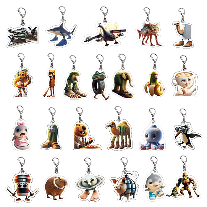 이탈리안 브레인롯 Italian brainrot 24종 아크릴 키링세트, 혼합색상, 24개 7,500원