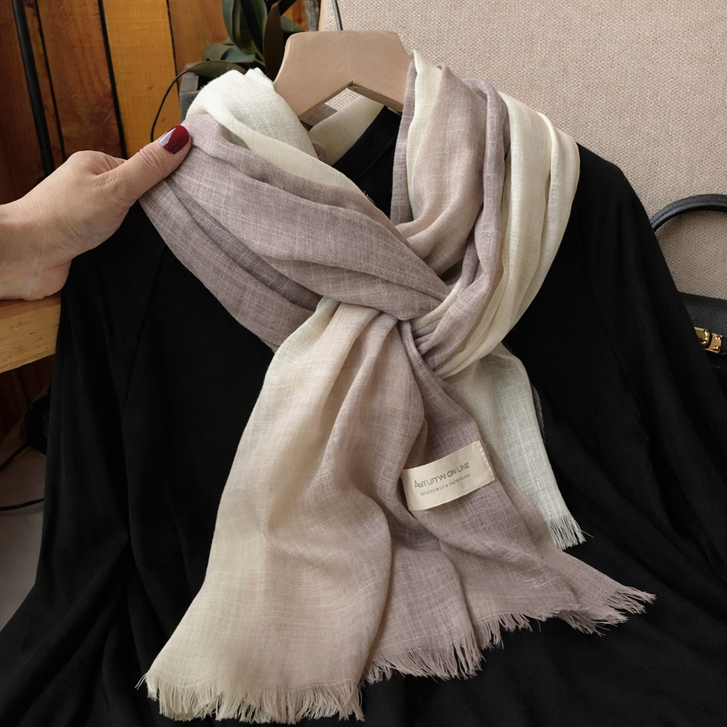 명품 스카프 스타일 롱스카프 사계절 봄 가을 고급스러운 데일리 여행 모임 목도리 / 린넨 투톤 머플러 23,800원