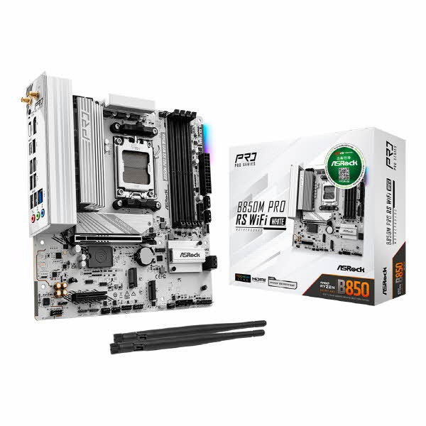 [ASRock] B850M Pro RS WiFi White 대원씨티에스 (AMD B850/M-ATX) 205,000원