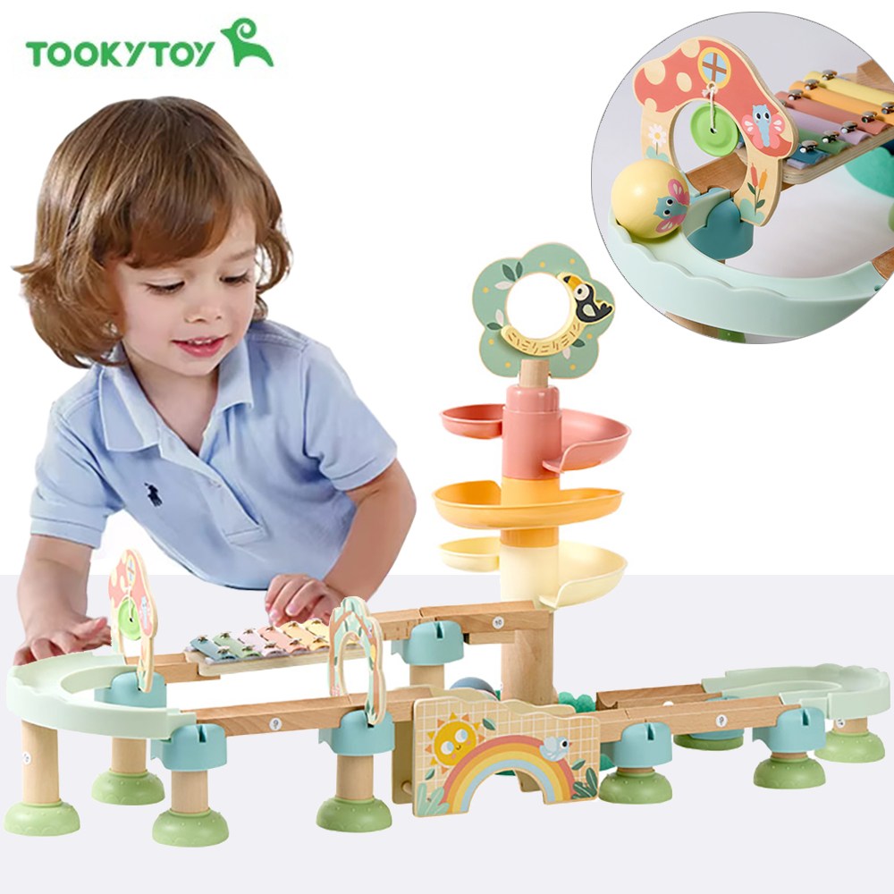 투키토이 유아 원목 구슬 트랙 타워 블럭 공 굴리기 레일 빙글 미끄럼틀 78,400원