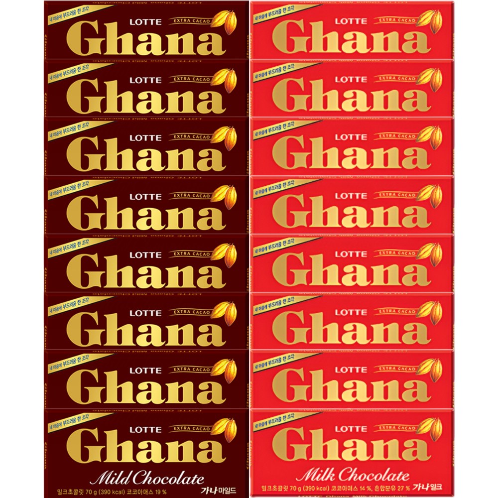 가나 초콜릿 마일드 + 밀크 10개씩, 1세트, 70g 43,710원