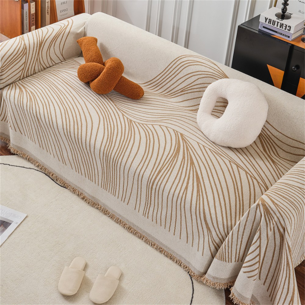 HAROO 소파커버 자카르 북유럽 물세탁 가능 사계절용 2인용 3인용 4인용 쇼파커버, Line Beige, 1개 35,800원