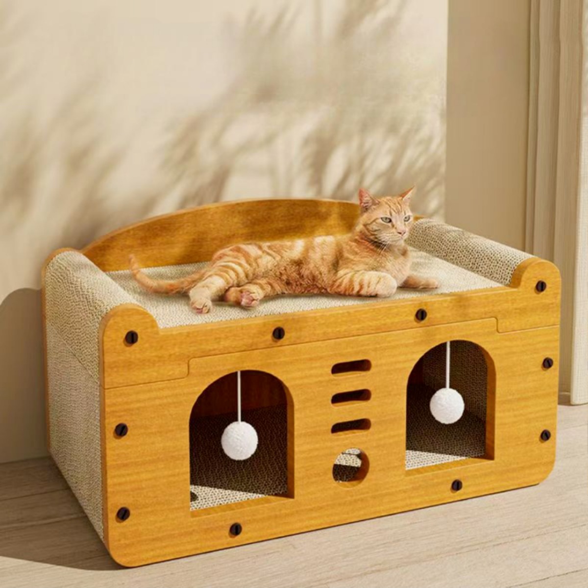 드리피 고양이 숨숨집 스크래쳐 1층 하우스형 더블도어, 1개, 혼합색상 19,300원