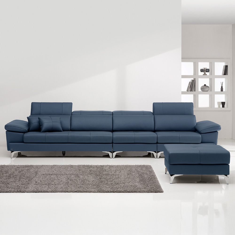 마르스 헤드틸팅 기능성 이태리산 천연소가죽 6인용 소파 + 스툴 세트 방문설치, 로우블루 1,850,000원