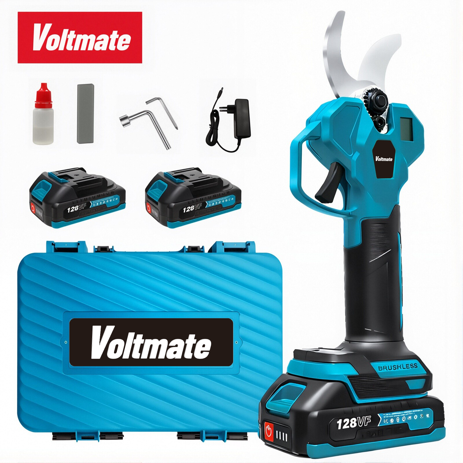 [국내발송] VoltMate 21V 다목적 무선 충전 전동 전지가위 공구 세트 LED 전량 표시 전동가위+2000mAh 배터리 2개 BLDC모터, 1세트 123,850원