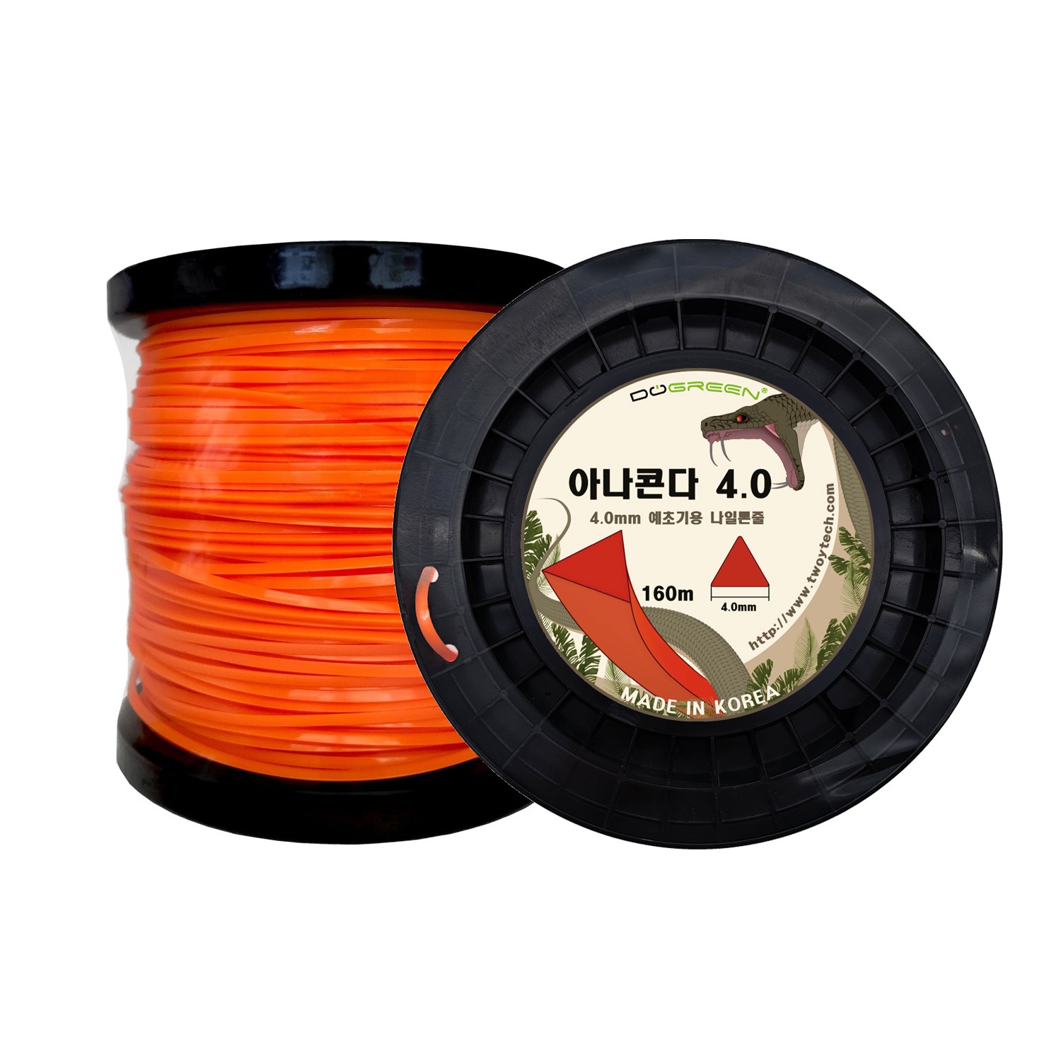 아나콘다4.0 / 사각 4.0mm 160m / 예초기 대용량 두꺼운 나일론 줄 벌초 줄날, 1개 52,000원