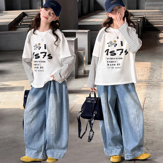 나나키즈 여아 봄 가을 초중생 상의 주니어 페이크 레이어드 말 캐릭터  긴팔티 초등생(8818) 28,800원