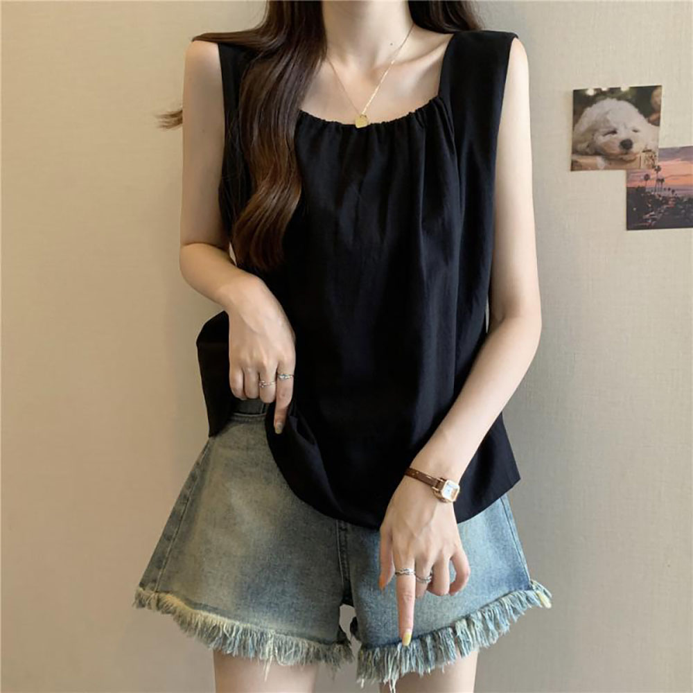 IWMAFT 여성 여름 민소매 티셔츠 가벼운 소재 루즈핏 심플한 데일리 캐주얼 스타일 AS219 17,000원