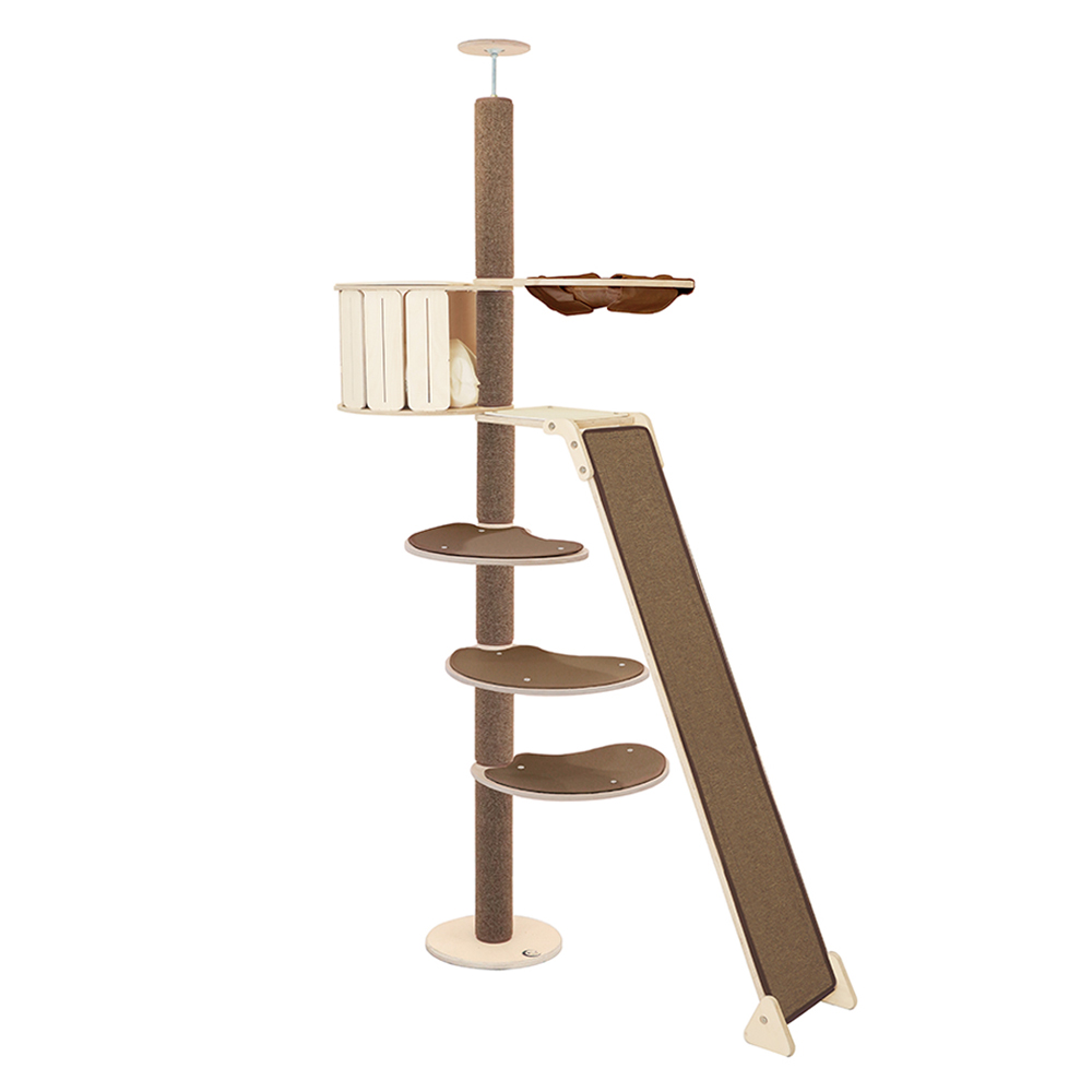 캣츠드림 고양이 놀이와 휴식의 공존 하우스 앤 슬라이드형 캣폴 세트 004 대 B형, 브라운, 1세트 519,000원