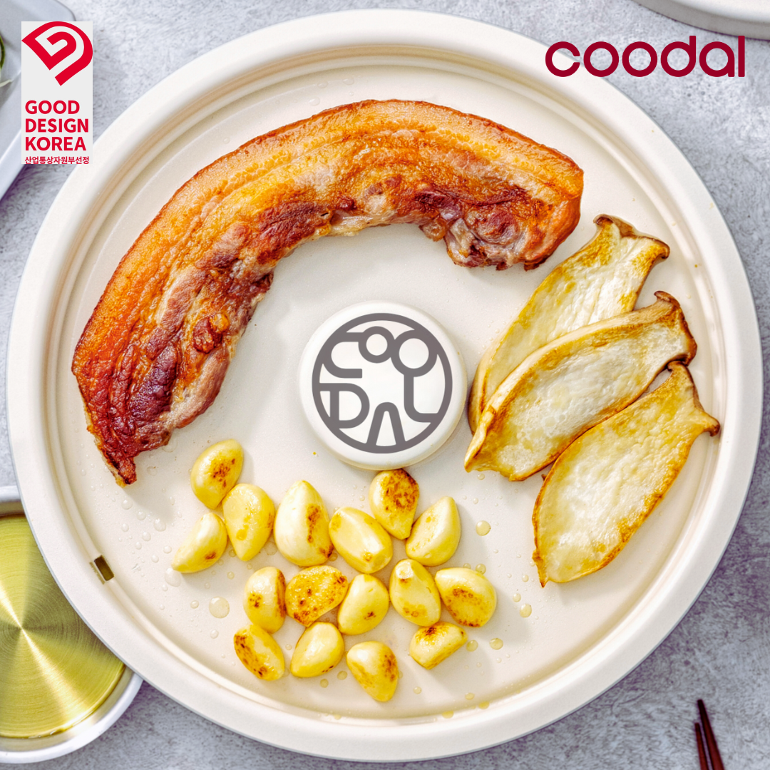 [불판혁명] 미친 맛 마이야르 삼겹살 뚝딱! 냄새X, 연기X, 기름튐X 쉬운세척! 쿠달 에어그릴팬(32cm), 1개, PRO, 아이보리 89,900원