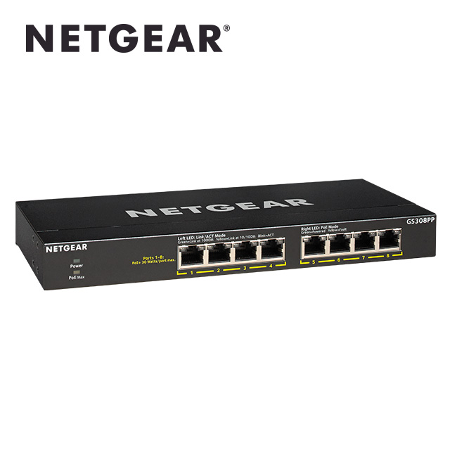 넷기어 GS308PP [1Gbps / 8Port / PoE+ / Wall or Desk Type], 1개 193,000원