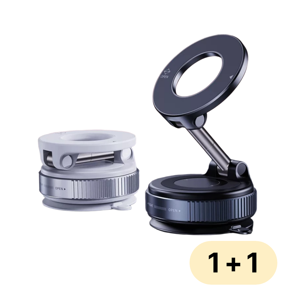 [1+1] 360도 회전 접이식 진공 흡착 맥세이프 핸드폰 거치대 다이얼형, 1세트, 블랙 16,900원