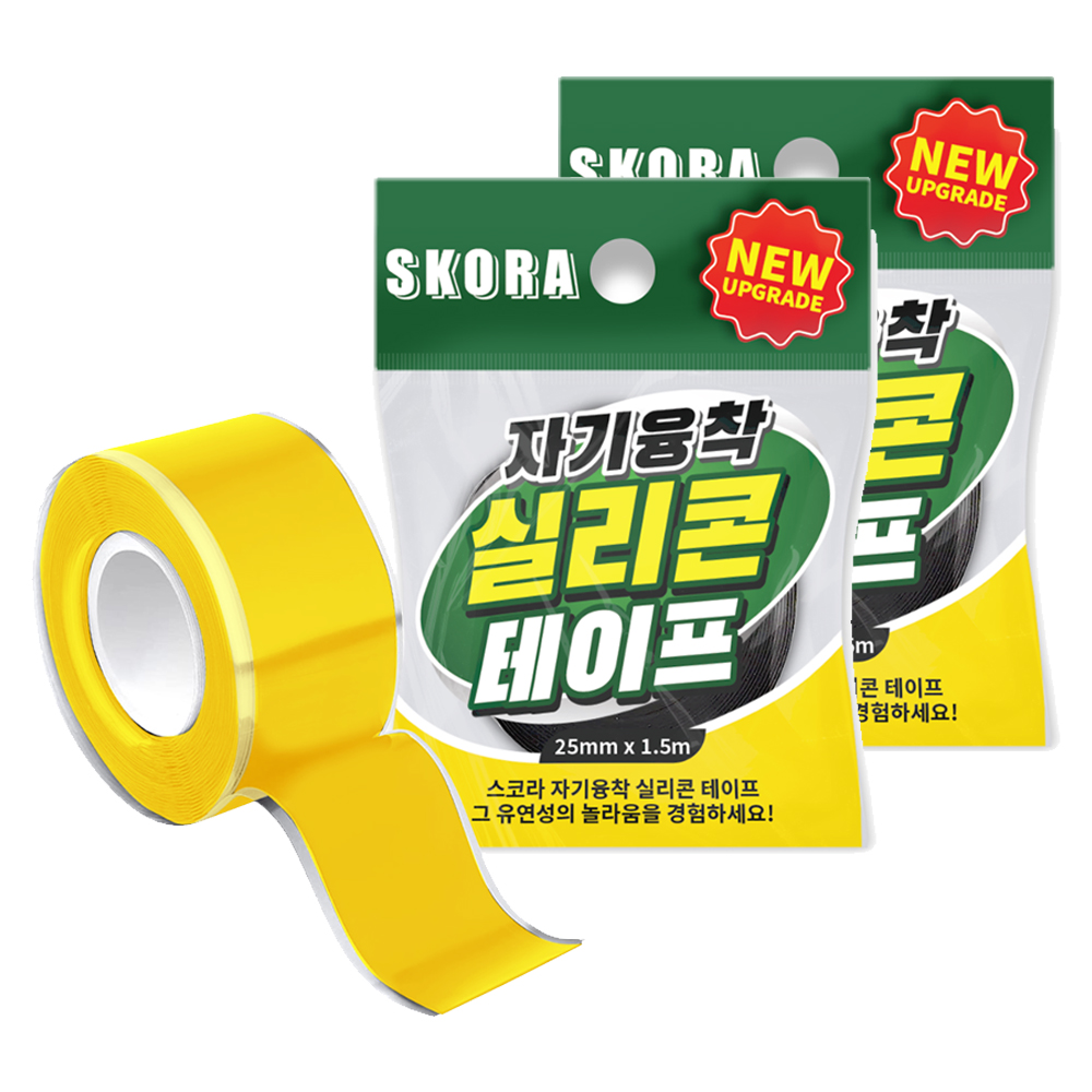 스코라 절연 자기융착 실리콘 테이프 옐로우 25mm x1.5m 7,840원