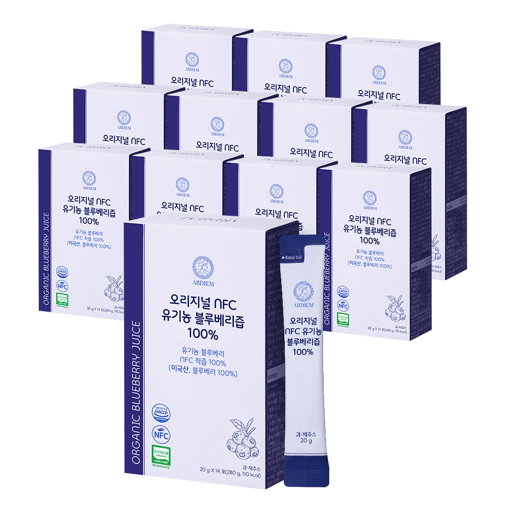 아르디엠 오리지널 NFC 유기농 블루베리즙 100% 14포, 12박스, 280g 84,200원