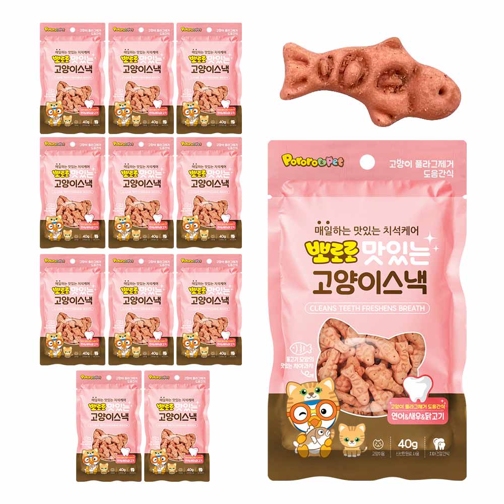 에이비에스엘 고양이 뽀로로 맛있는 스낵, 혼합맛(연어/새우/닭고기), 40g, 12개 7,230원