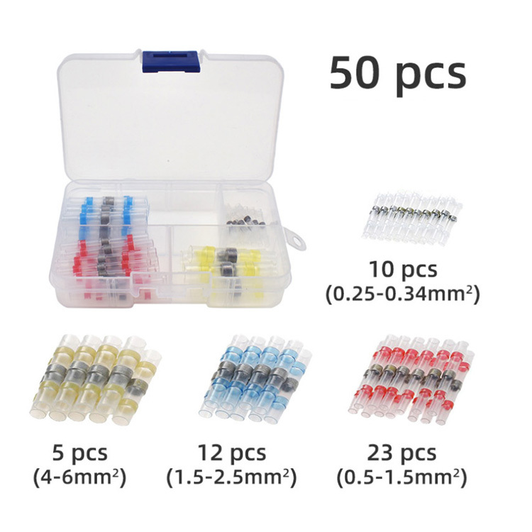 열수축 납땜 방수 커넥터  열수축 납땜 방수 커넥터 전선납땜 수축튜브 납댐 50p 6,500원