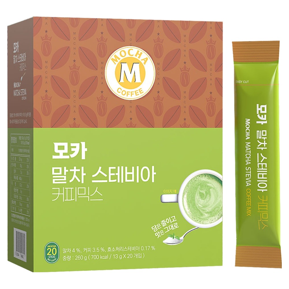 커피케이케이 모카 말차 스테비아 커피믹스, 1개, 20개입, 13g 8,760원