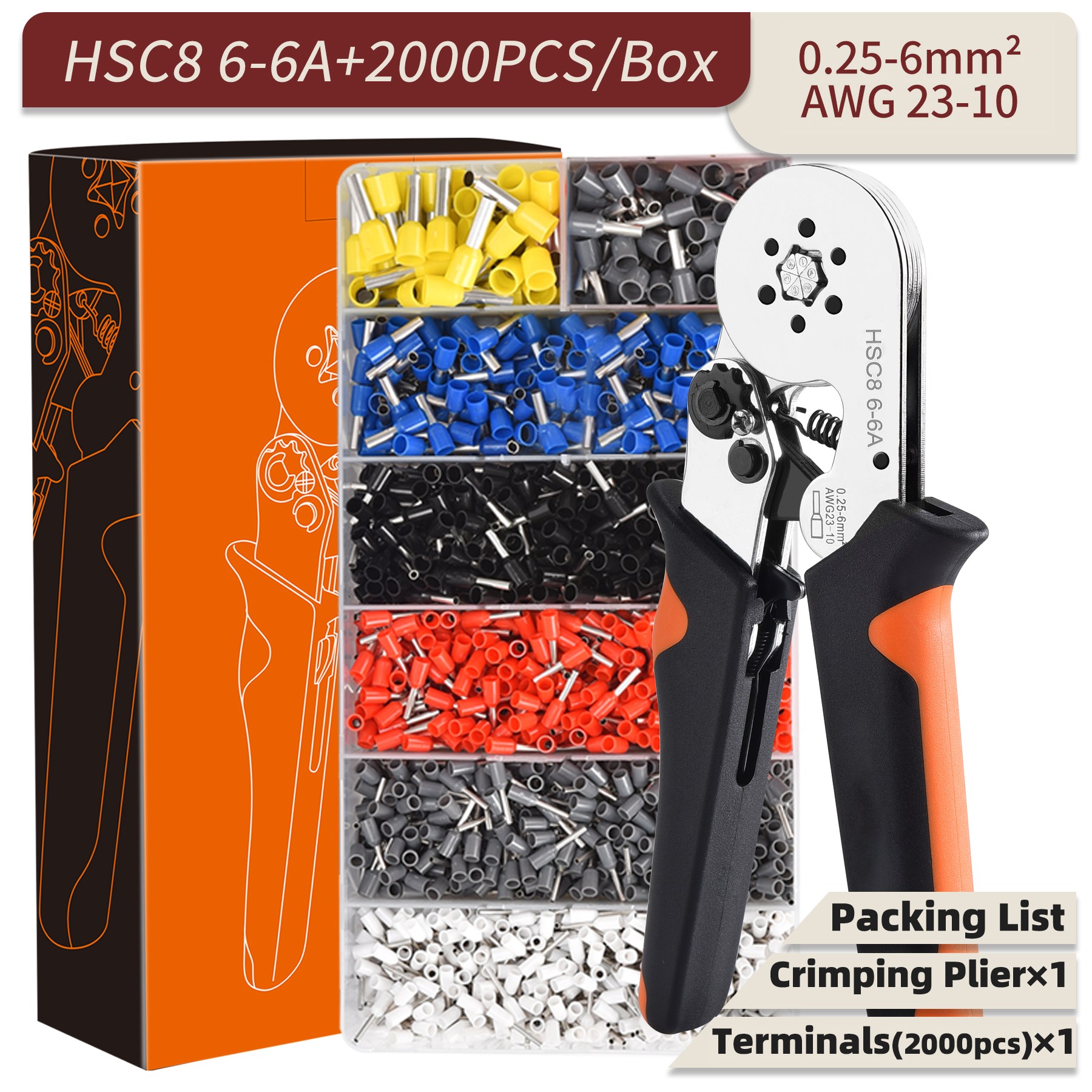 관형 터미널 크림퍼 키트 전기 압착 플라이어 클램프 세트 와이어 팁 수공구 0 08 16 mm 25 10 HSC8 6 4/16 20,120원