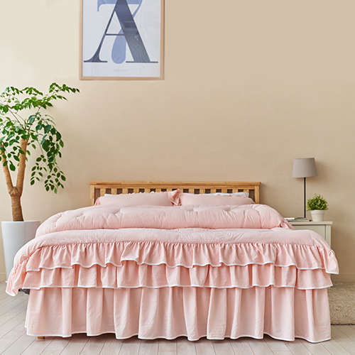 류금숙 라인 실키케어 프릴 차렵이불 베개 이중 침대커버 세트 183,000원