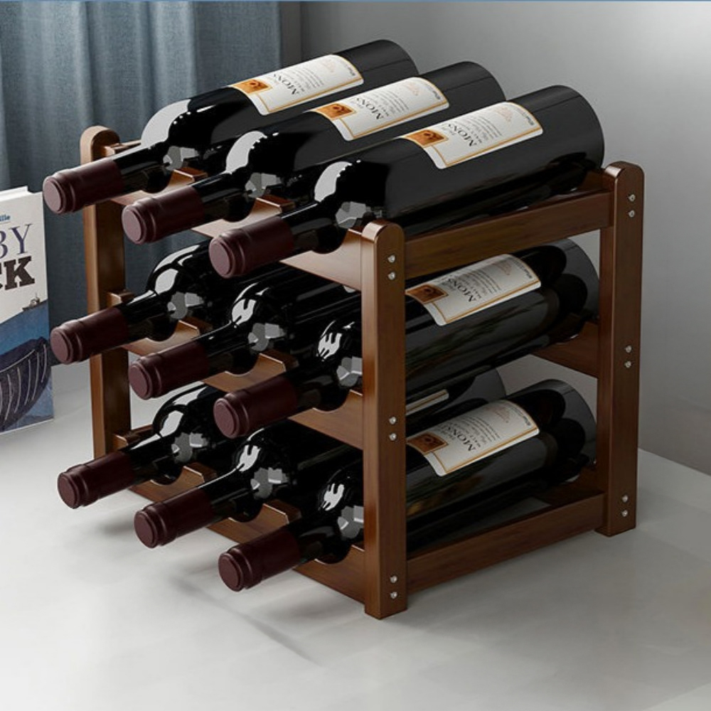 트리아노 와인랙 와인거치대 보관 진열장 3단 9구, 브라운, 1개 22,790원