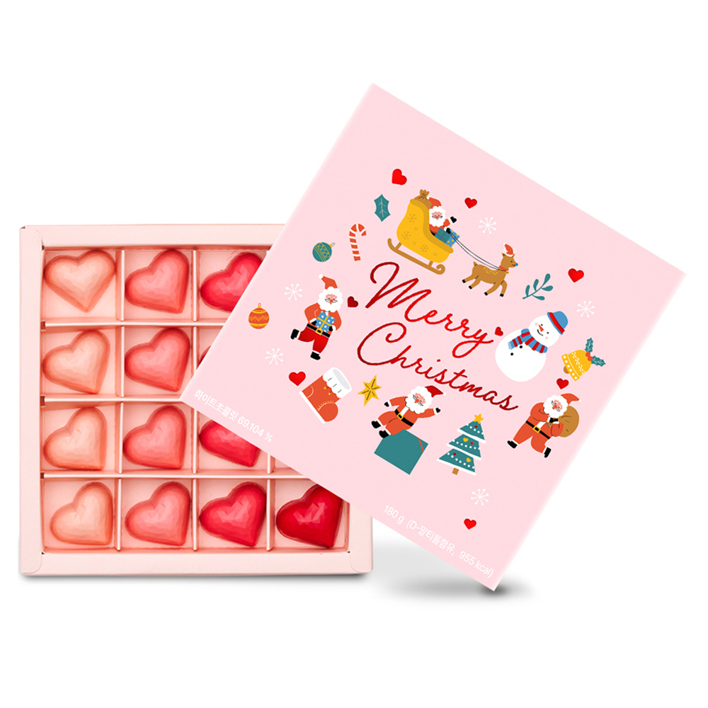 카카오리퍼블릭 크리스마스 에디션 스위트 하트 수제 초콜릿 4종 x 4p 선물세트 180g 22,000원