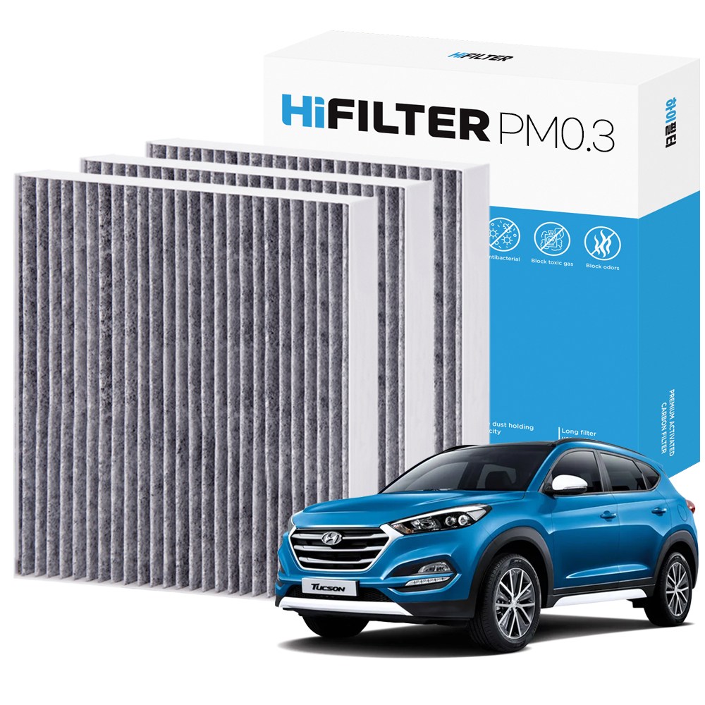 2+1 하이필터 PM 0.3 활성탄 자동차 에어컨 필터 현대, 3개, 올 뉴 투싼 (3세대/TL) HI-J110 12,900원