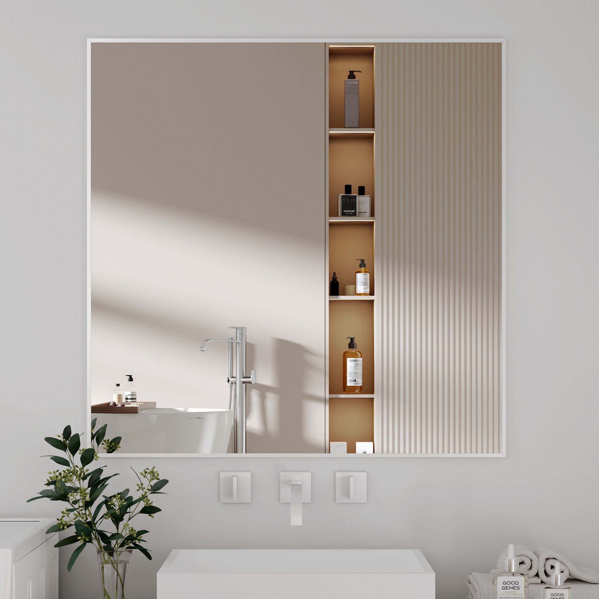 뷰티피크 사각형 벽거울 화장대거울 욕실거울 강화안전유리 80*80 63,990원