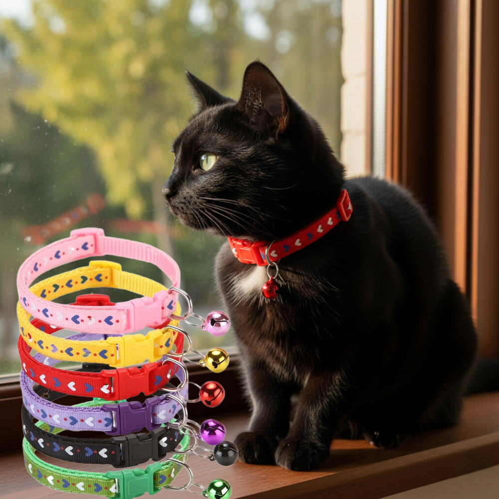 다담다담 가벼운 고양이 방울 목걸이, 1세트, 핑크,노랑,빨강,보라,검정,그린 10,000원
