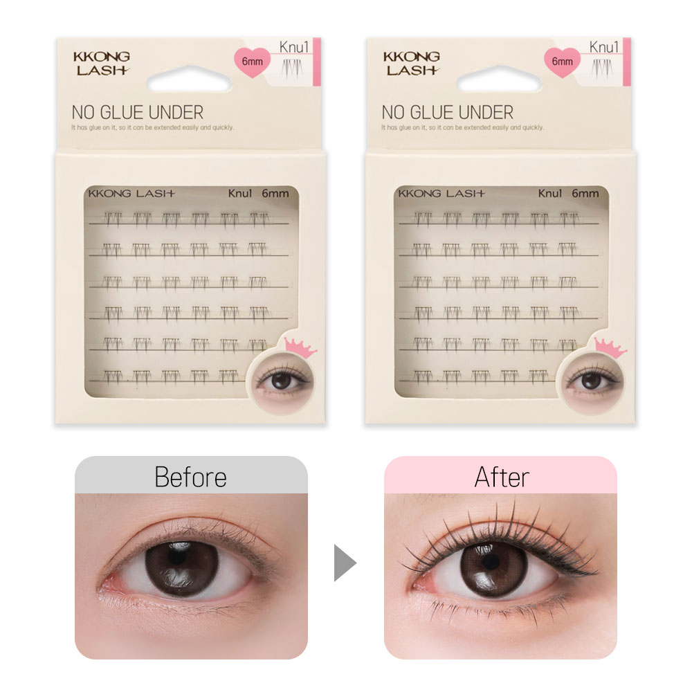 1+1 꽁래쉬 노글루 아래 속눈썹 knu1(글로시) 아이돌 언더래쉬, 2개, 6mm 19,800원