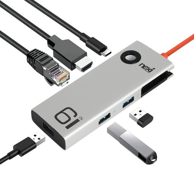 NEXI 6 in 1 USB Type-C 멀티 USB 허브 HDMI 랜 NX1380, 현재가 36,600원