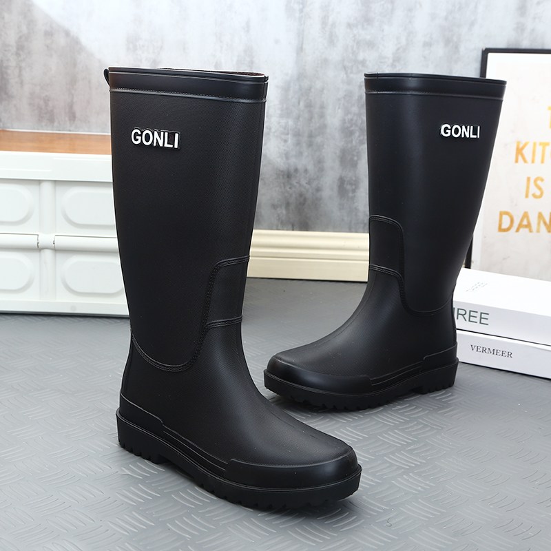 TIMEPURE 패션 남성용 높은 통 장화 외출용 비옷 낚시 고무 신발 긴 장화 작업용 방수  미끄럼방지 기능 물 신발 21,800원