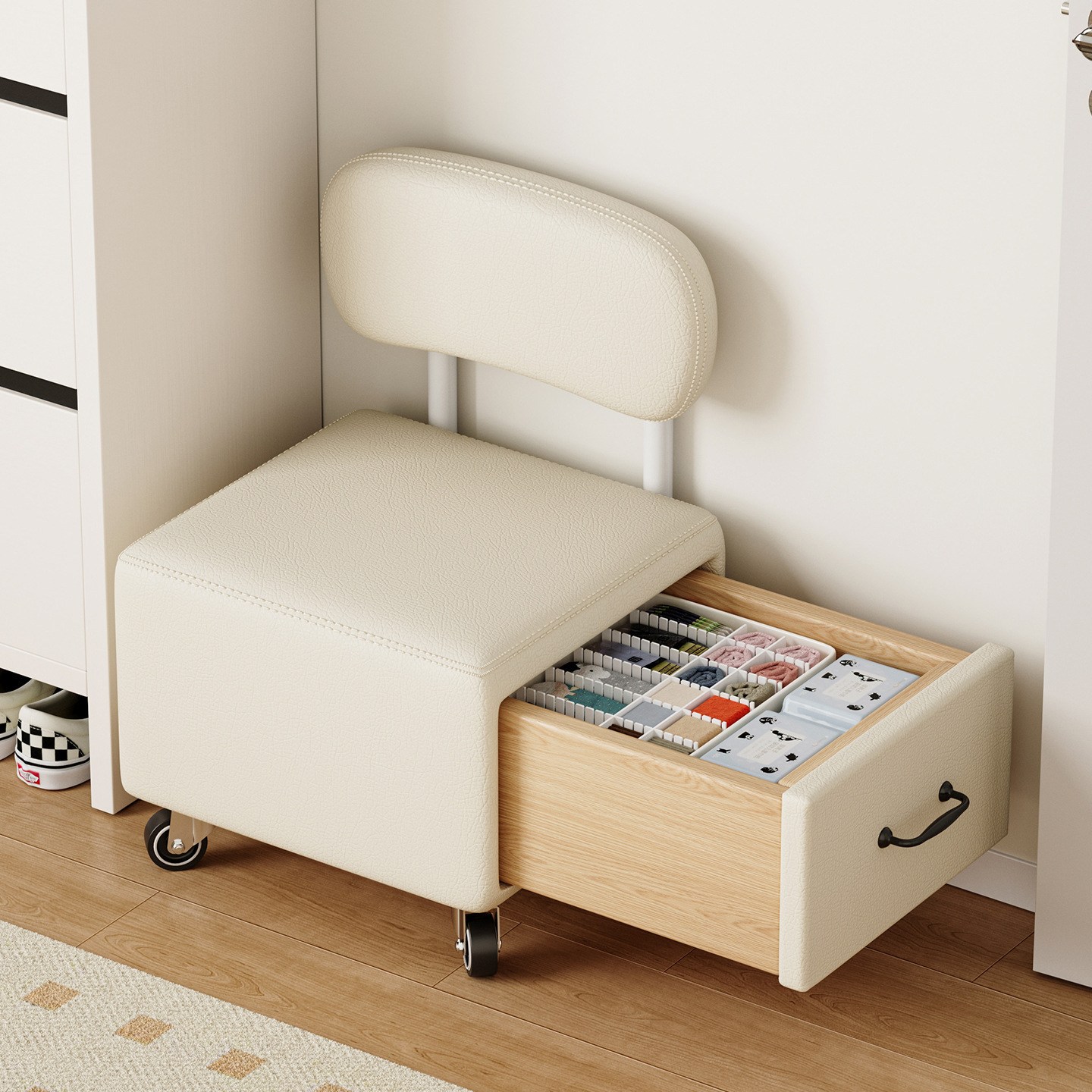 등받이낮은의자 수납스툴 이동식 거실 스툴 가팡낮은스툴 65,000원