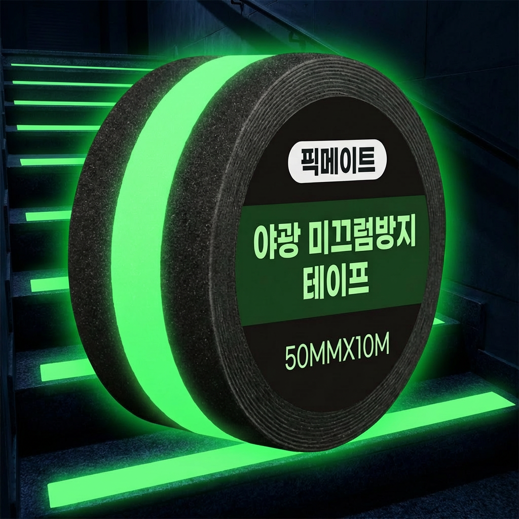 픽메이트 야광 미끄럼 방지 테이프 50mm X 10m, 블랙, 1개 17,000원