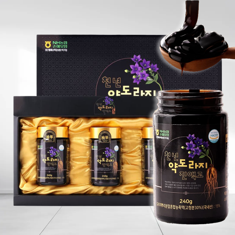 [홈쇼핑 정품] 천년 약도라지 진액고 선물세트 대용량 3년근 약도라지청 국내산, 240g, 3개 41,400원