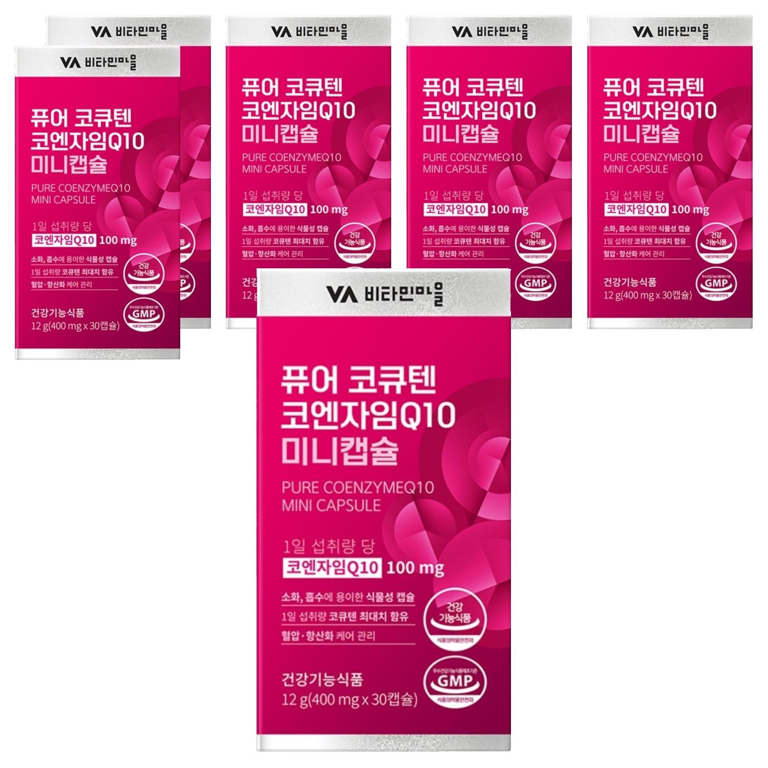 비타민마을 퓨어 코큐텐 코엔자임Q10 미니캡슐 12g, 30정, 6개 35,900원