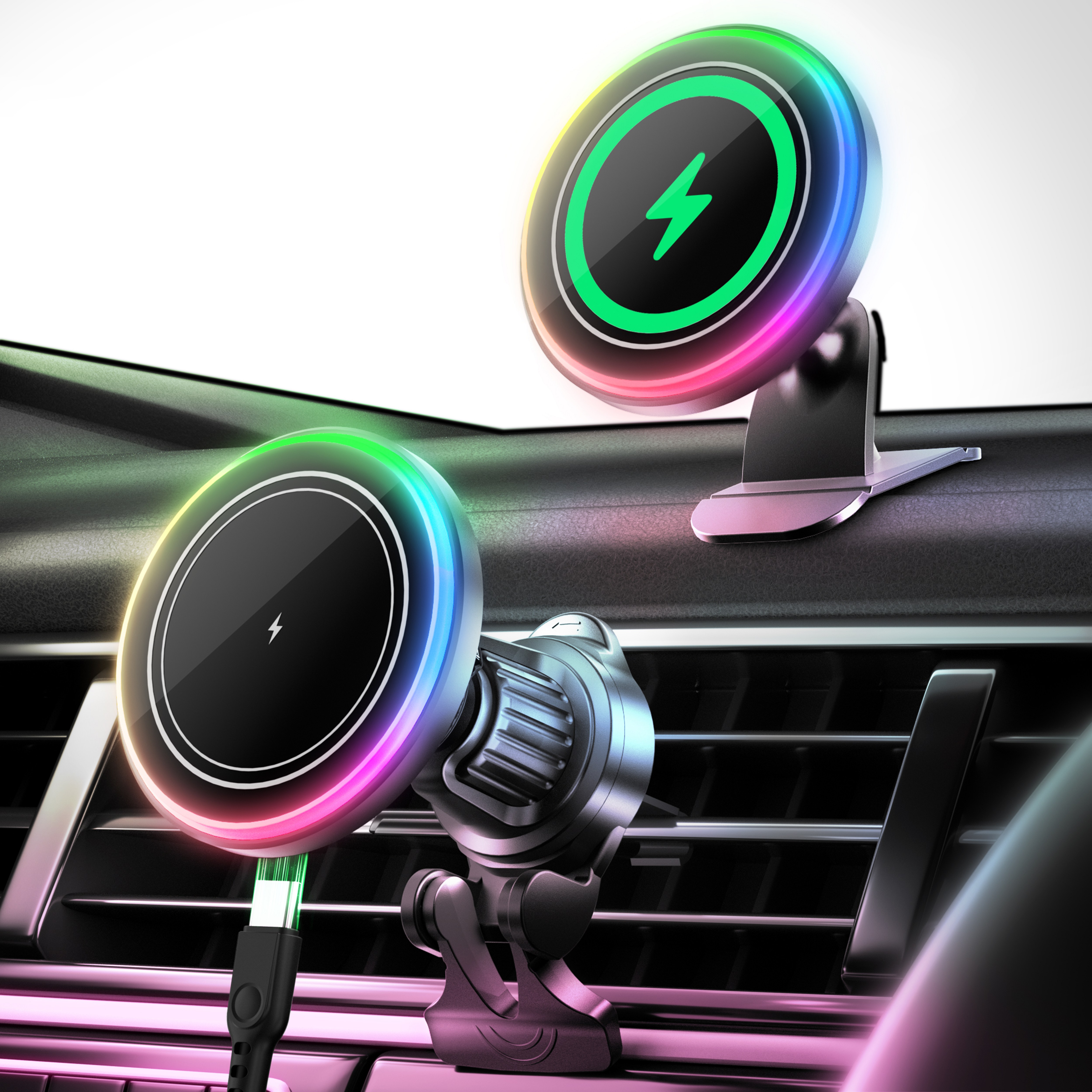 Mankiw맨큐 맥세이프 차량용 충전기 LED 라이트 송풍구형+대쉬보드형 거치대 19,900원