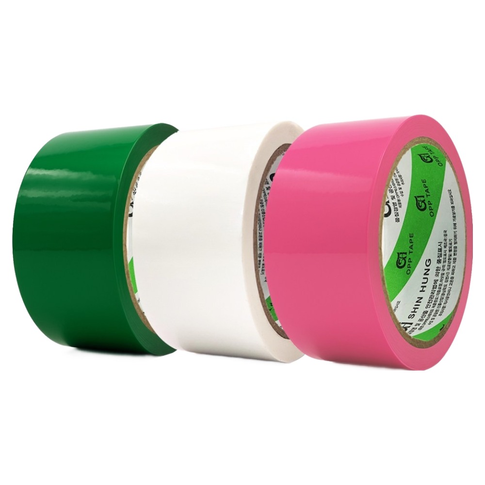신흥테이프 박스테이프 녹색 + 흰색 + 핑크 세트 50m, 1세트 5,940원