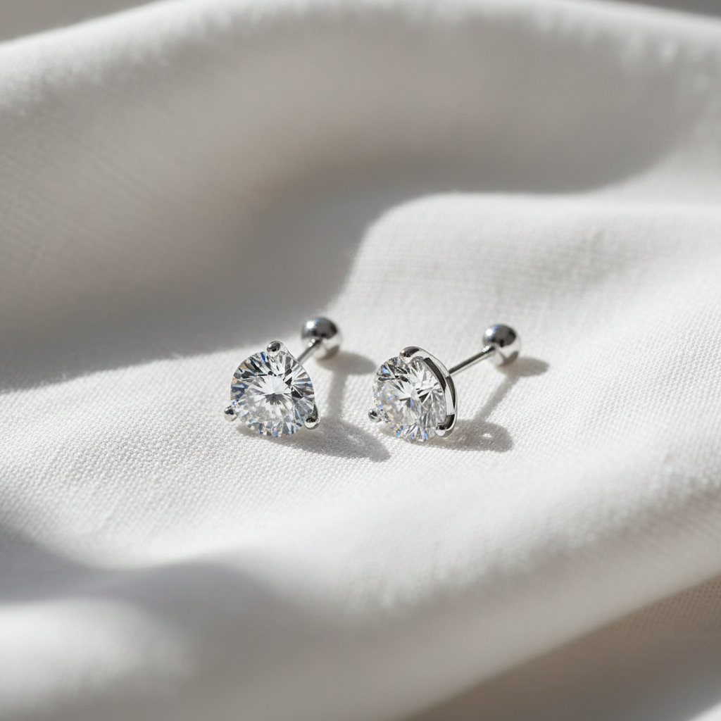 소은 GRA 인증서 프리미엄 모이사나이트 3프롱 피어싱 실버925 솔리테어 화이트골드 4mm 5mm, 현재가 34,000원