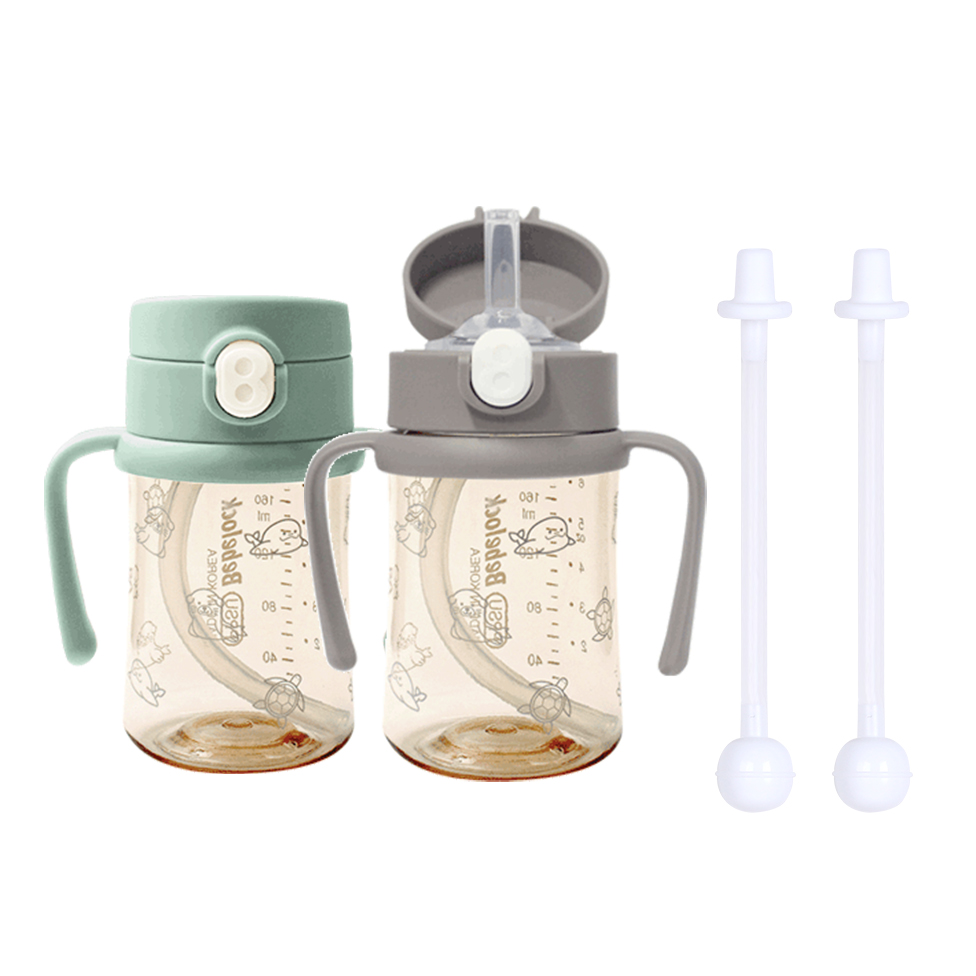 [새지않는 빨대컵]아이와 PPSU 원터치 추&빨대컵 210ml(2P), 추&빨대컵 210(초코1P+딥그린1P), 1개, 210ml 43,000원