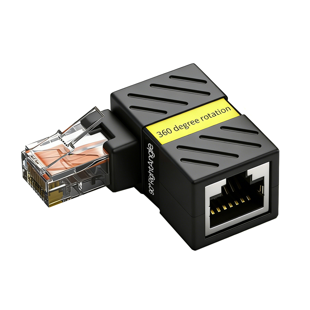 CAT5 / CAT6 L형 RJ45 커플러 Male to Female 90도 어댑터 360도 회전 랜연장, 1개, RJ45/8P8C, 현재가 9,560원