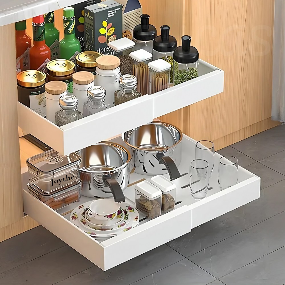 조이더키친 싱크대 하부장 슬라이딩 레일 선반 무타공 길이조절, 1개, 현재가 35,860원