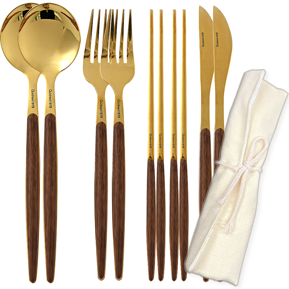 감성 캠핑 스텐레스 2인용 수저 커트러리 2벌 + 스푼 2p + 포크 2p + 전용 파우치 세트 16,560원