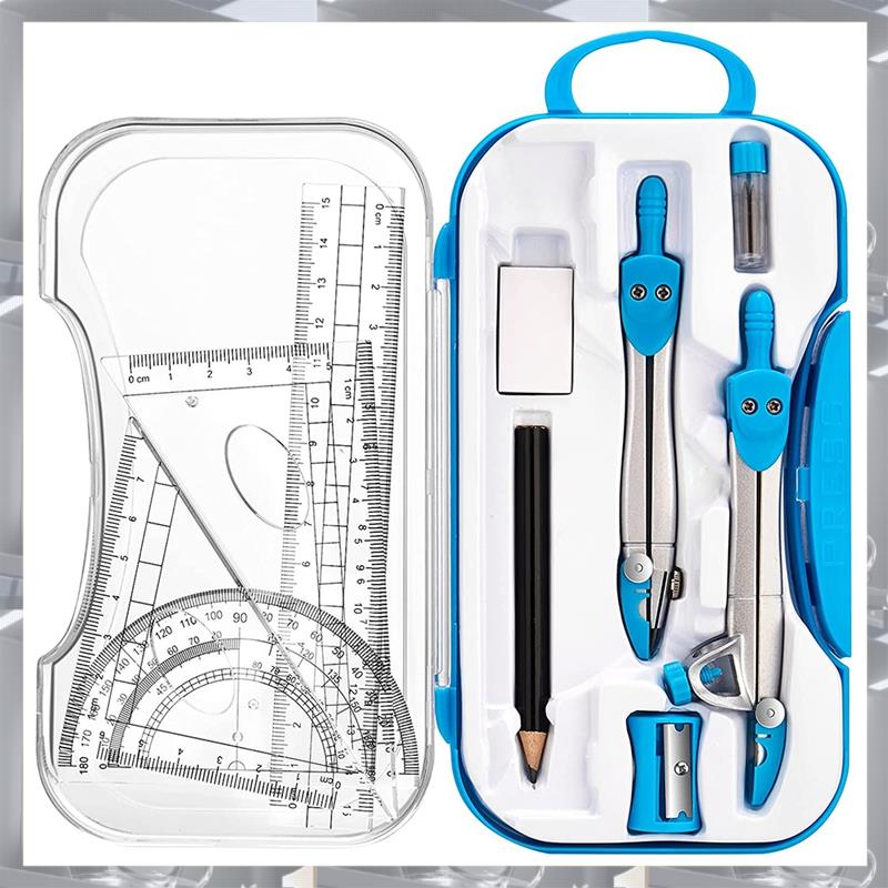 L98A-기하학 세트 10 Pcs 수학 용품 키트 나침반 각도기 눈금자 지우개 연필 요법 그리기 및 측정용 포함 14,200원