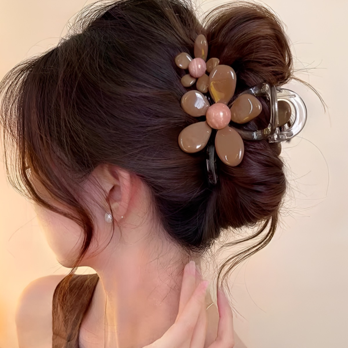 COCOMONSTER 더블 플라워 올림머리 헤어 집게핀 반머리 헤어핀 8cm 12,600원