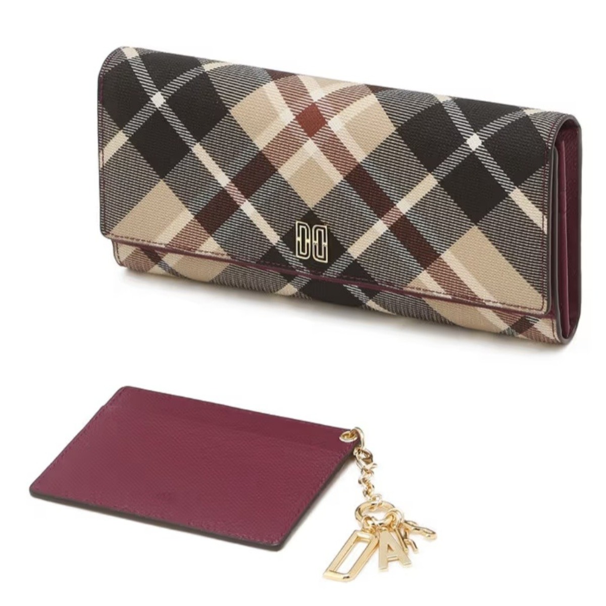닥스>> [선물추천] 와인컬러 체크 가죽 장지갑 (WCWA5E791D2) 162,000원