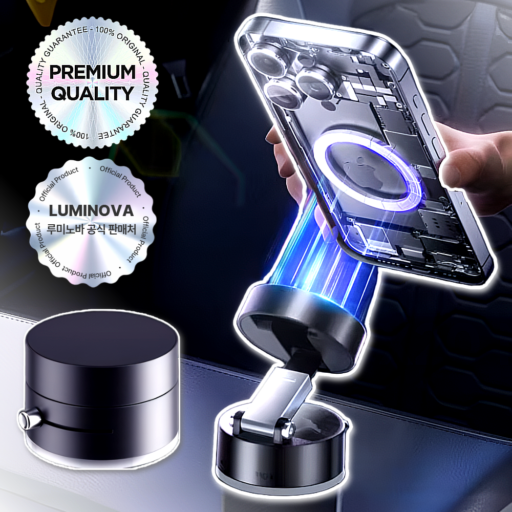 360도 회전 루미노바 맥세이프 강력 진공 흡착 길이조절 휴대폰 거치대, 1개, 모던 블랙 12,900원