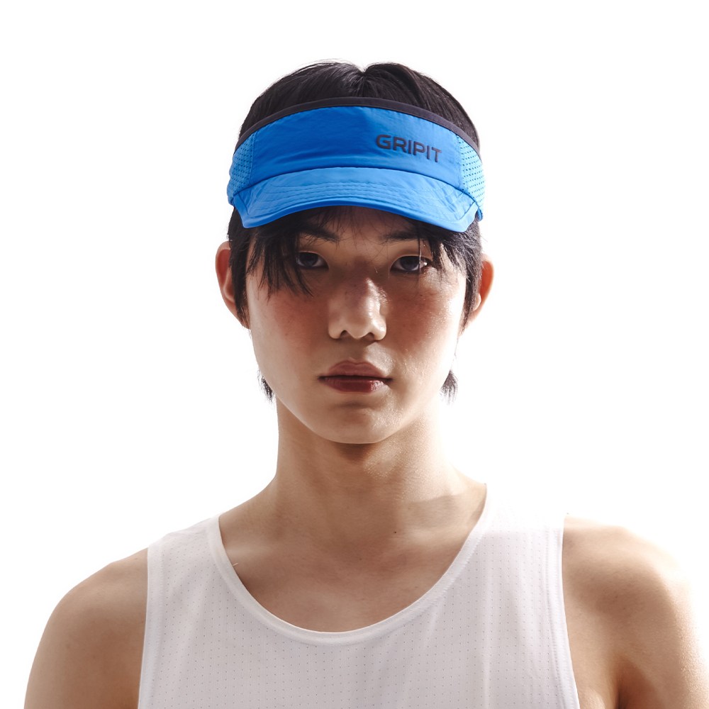 [평일 당일출고] 그리핏 100% 국내생산 러닝 썬캡 모자 스포츠 초경량 UV 차단 마라톤 운동 땀흡수 메쉬 볼캡 등산 스트랩, 블루, 1개 39,900원