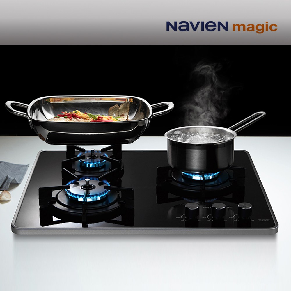 나비엔 매직 GRB-6203NA/PA (LNG/LPG) 빌트인 법랑 블랙 3구 가스레인지 전원코드형 399,000원