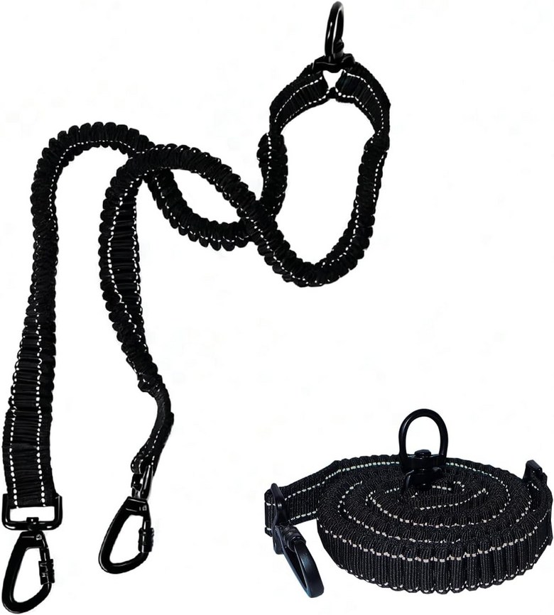 더블 개 목줄 대형견용 개용 엉킴 보행용 끈 2개 - 360 회전형 방지 긴 편안한 충격 흡수 반사형 검은색 31,210원