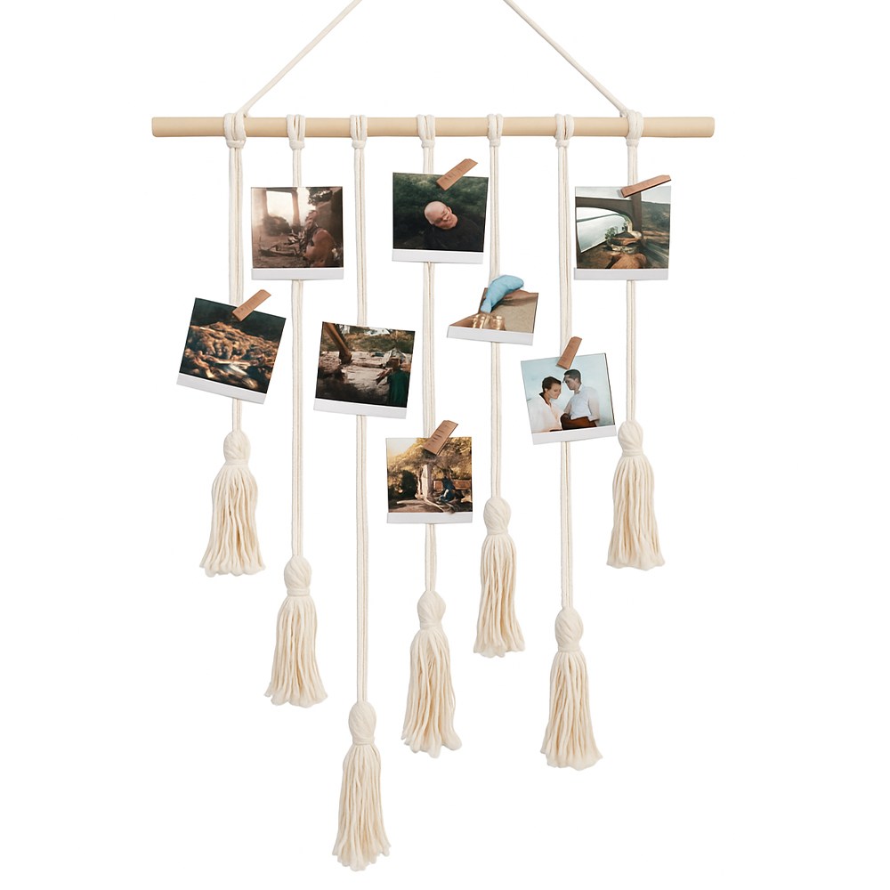 피카우스 못없이 노끈 벽 사진걸이 폴라로이드 우드 포토행거 나무집게 세트 12,800원